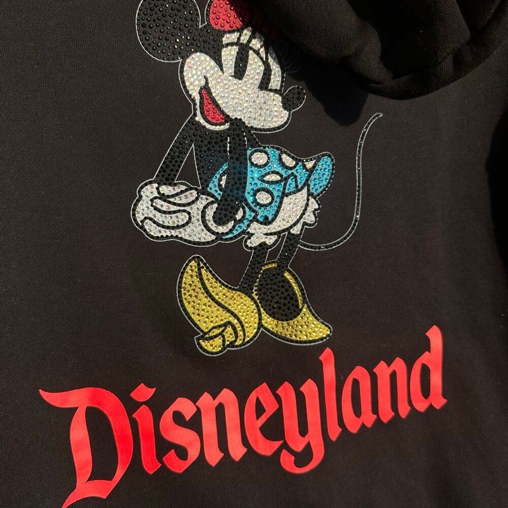 Disneyland Rhinestone bling black zip up hoodie sweatshirt small NEW - Picture 6 of 10